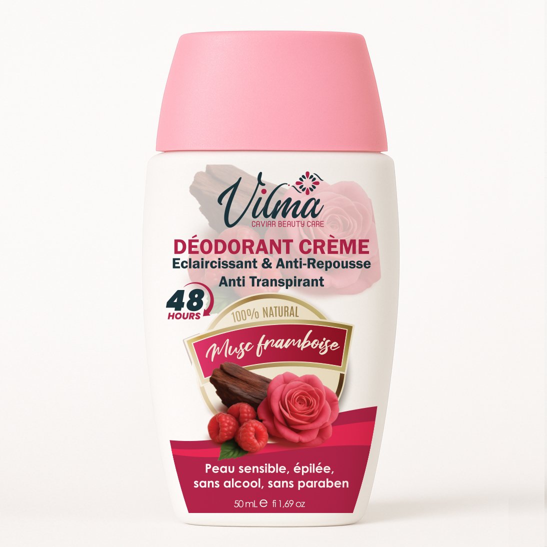 Déodorant Crème 48H – Éclaircissant & Anti-Repousse Musc Framboise